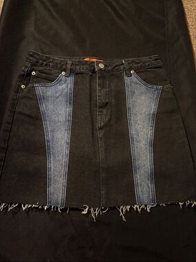 Signature8 Black and Blue Two-Tone Denim Mini Skirt